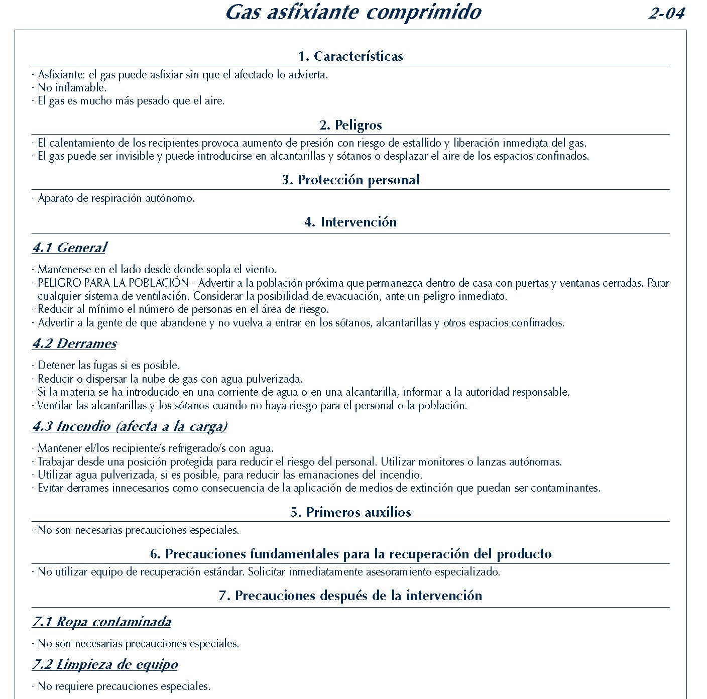 103 FICHA 2-04 GAS ASFIXIANTE COMPRIMIDO FICHAS EMERGENCIA